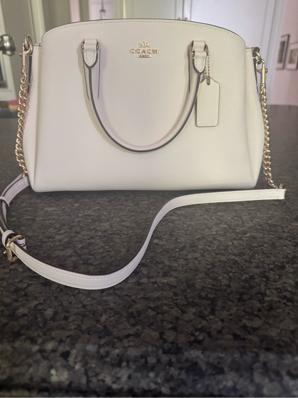 Coach Pebble Leather Mini Satchel in ivory/cream